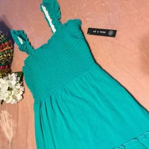 As U Wish Ladies Sun Dress Size Small (NWT) Turquoise Color
